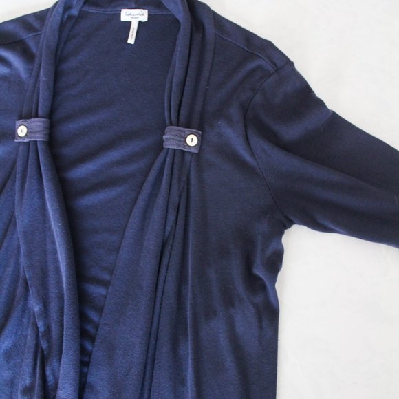 Splendid Drapey Open front Blue Open Cardigan Short Sleeve Size Medium - Picture 3 of 4